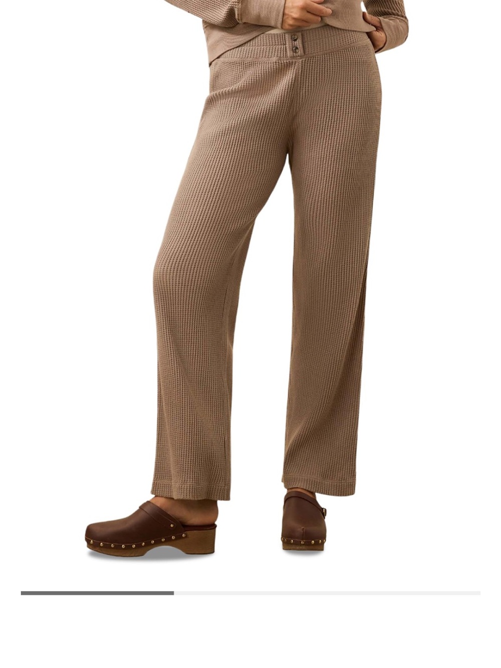 NEW FAHERTY apres waffle pant in wood smoke size medium